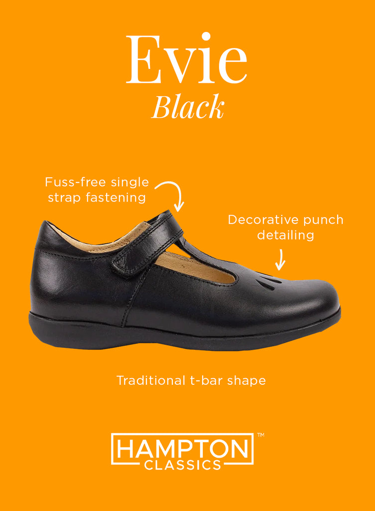 Hampton Classics Evie School Shoes in Black Trotters