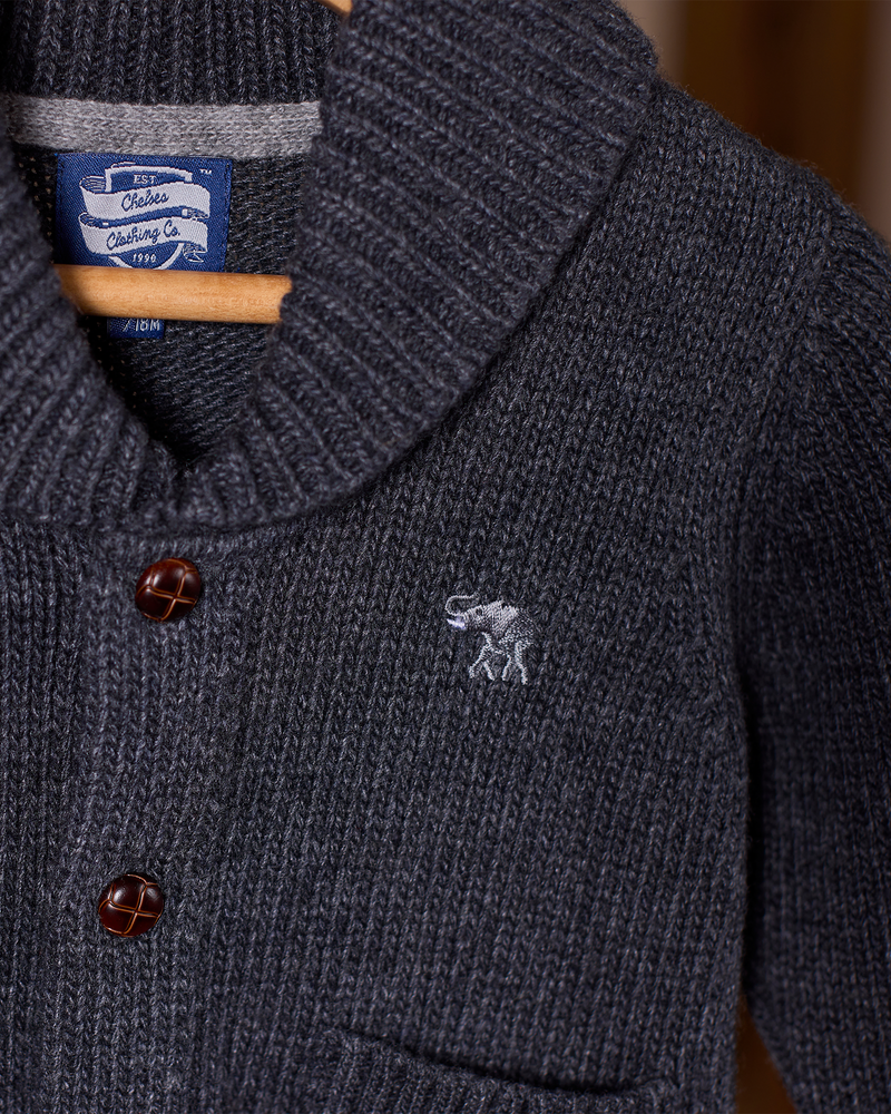 Stanley Shawl Collar Cardigan in Charcoal