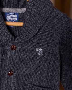 Stanley Shawl Collar Cardigan in Charcoal