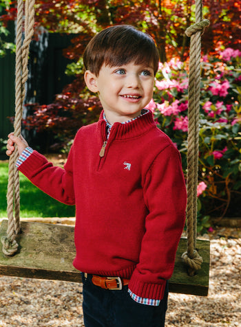 Calum Half-Zip Sweater in Red