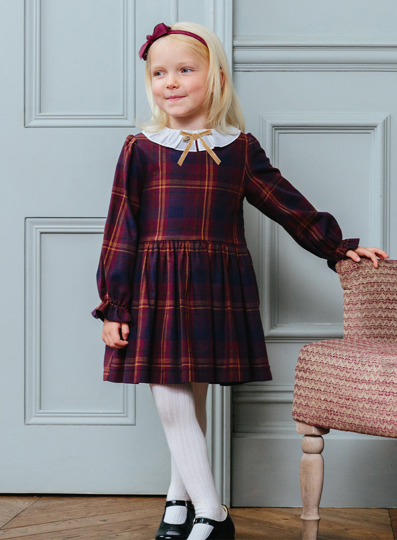 Tabitha Willow Plaid Dress in Burgundy Plaid