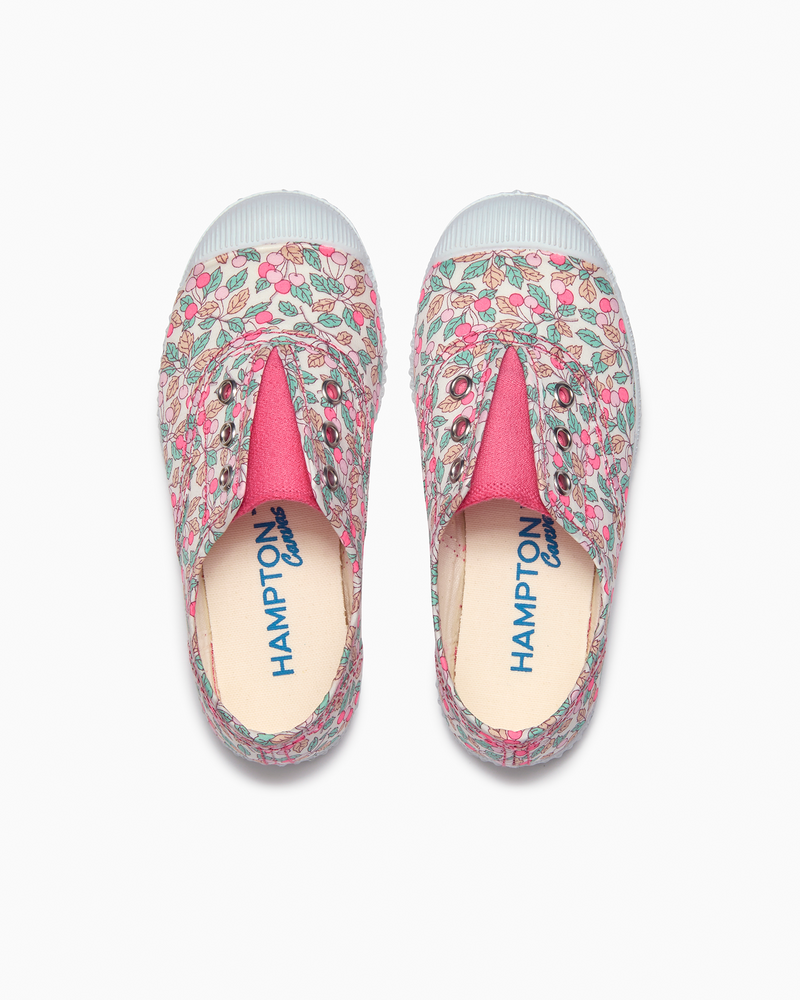 Hampton Canvas Plum Print Plimsolls in Coco Cherry