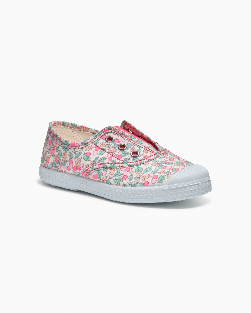 Hampton Canvas Plum Print Plimsolls in Coco Cherry