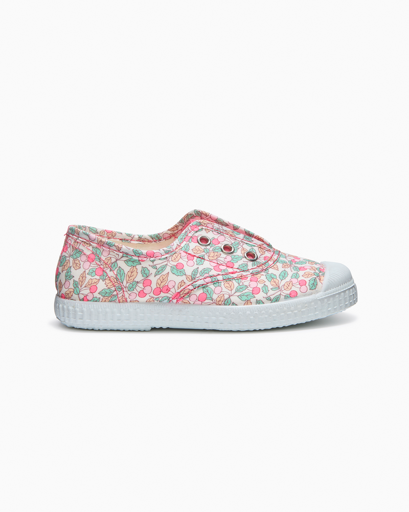 Hampton Canvas Plum Print Plimsolls in Coco Cherry