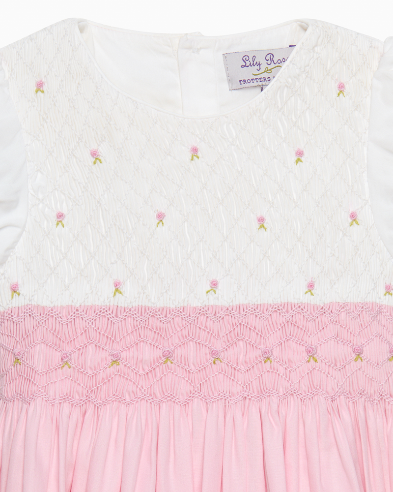 Rose Hand Smocked Dress in Pink