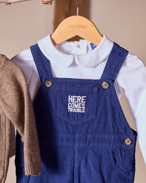 Baby Here Comes Trouble Dungarees