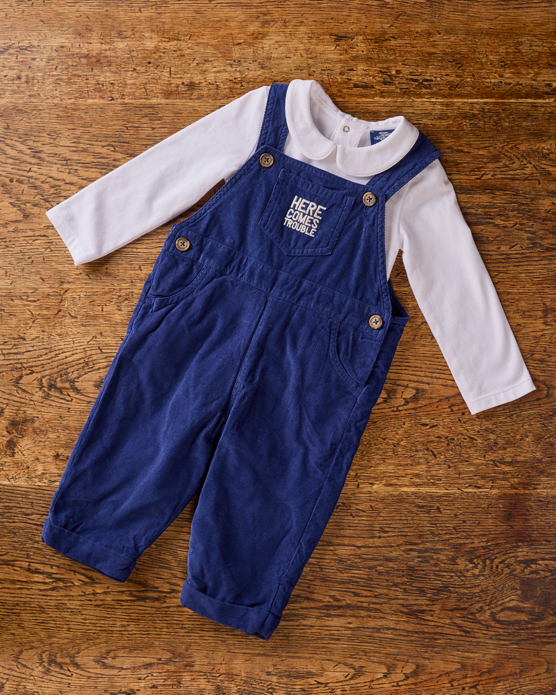 Baby Here Comes Trouble Dungarees