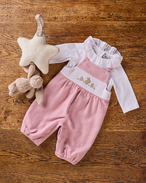 Lapinou Dungarees Baby Smocked Dungaree Set in Bunny