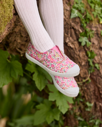 Hampton Canvas Plum Print Plimsolls in Emma & Georgina