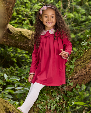 Violet Pie Crust Dress in Bright Pink