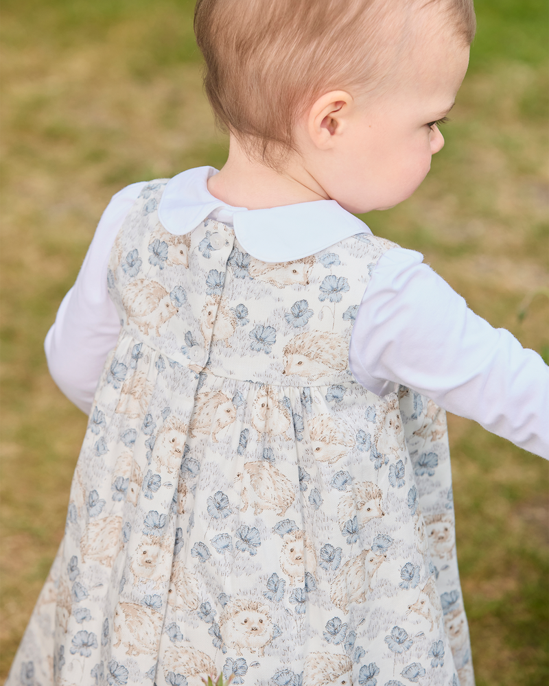 Baby Hollie Hedgehog Pinafore in Pale Blue