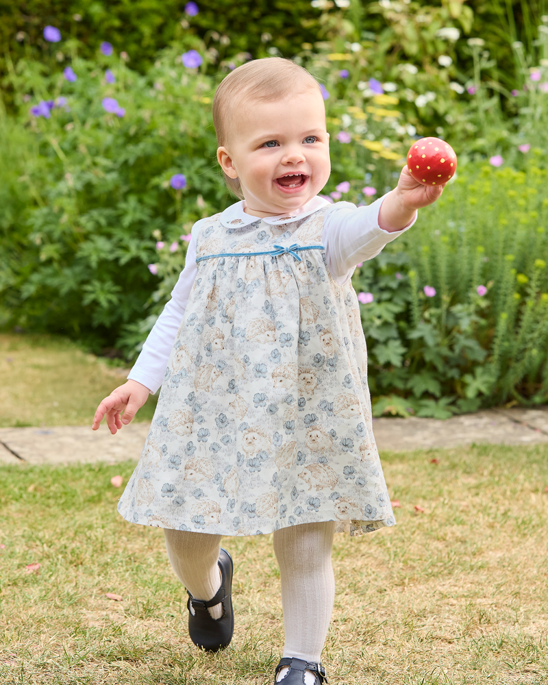 Baby Hollie Hedgehog Pinafore in Pale Blue