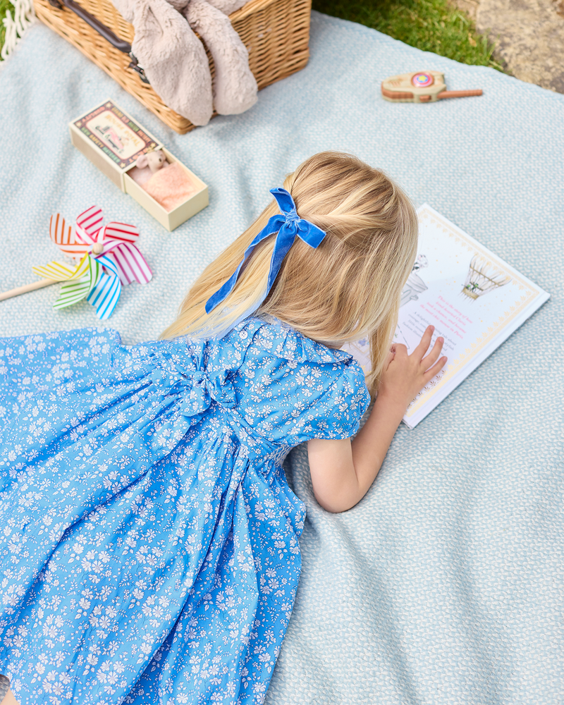 Smocked Party Dress in Blue Capel