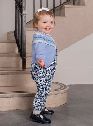 Baby Natasha Fair Isle Cardigan in Pale Blue