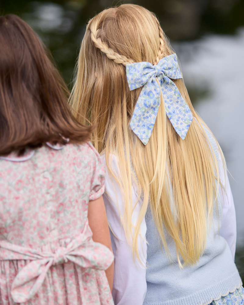 Long Bow Hair Clip in Blue Arabella