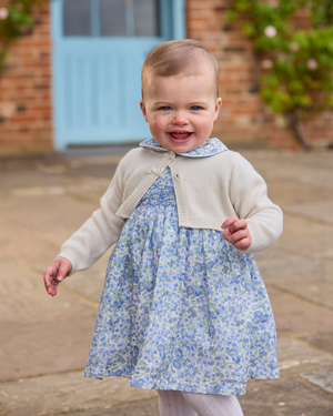 Baby Arabella Floral Smocked Dress in Blue