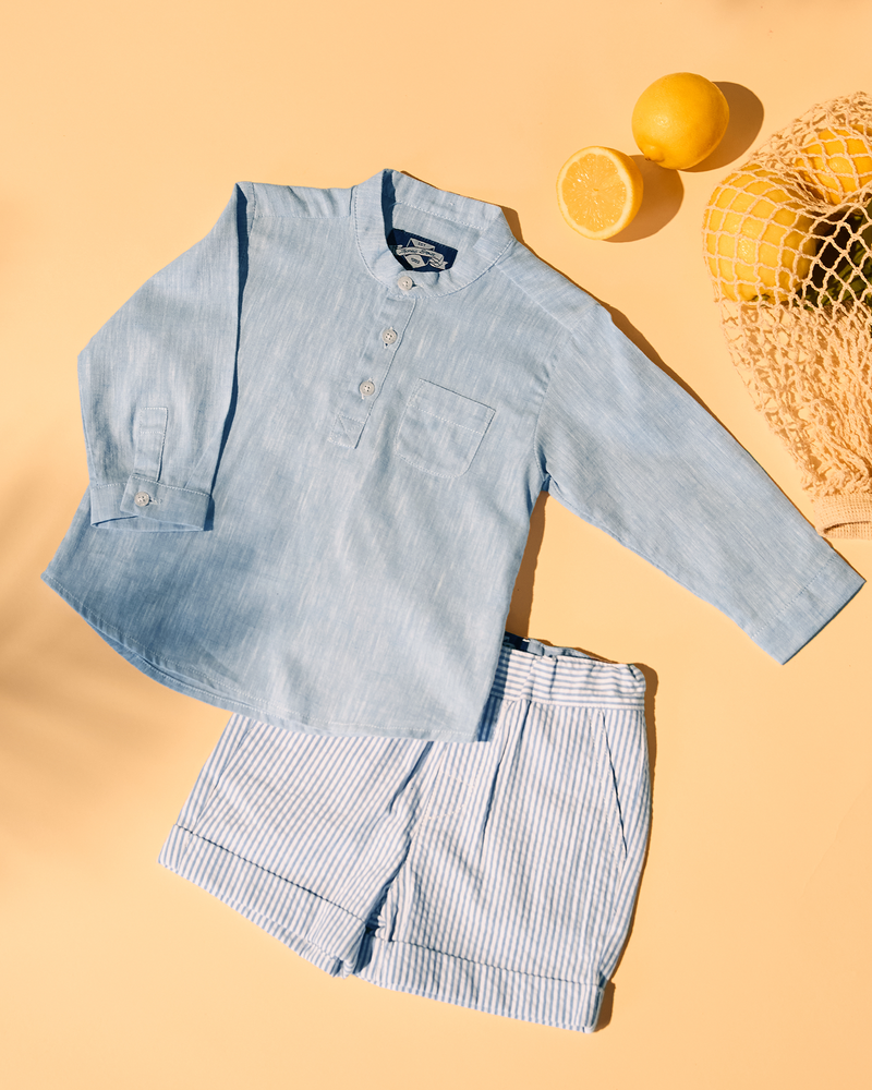 Baby Oscar Shirt in Pale Blue