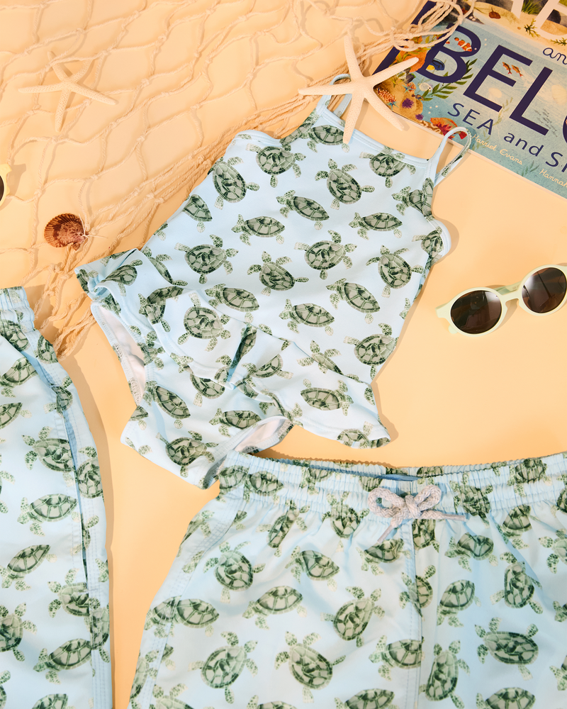 Baby Peplum Swimsuit in Turtle