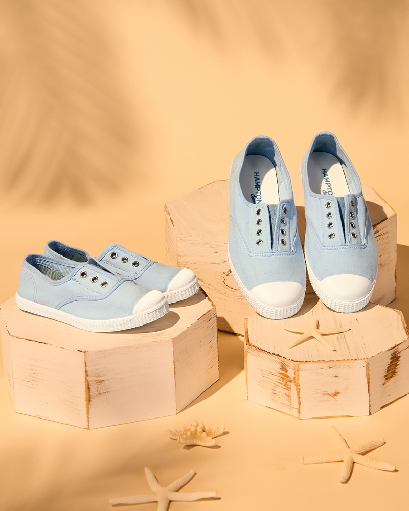 Hampton Canvas Plum Plimsolls in Ice Blue