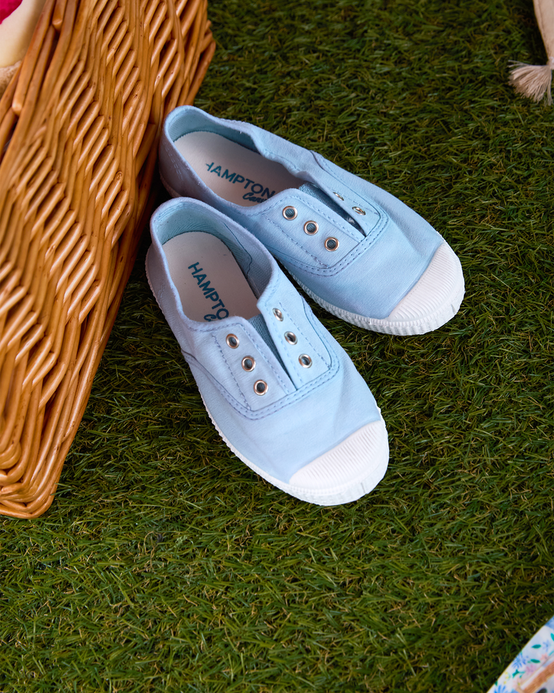 Hampton Canvas Plum Plimsolls in Ice Blue