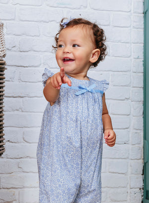 Lily Rose Romper Little Frill Sleeve Romper in Danjo Coast