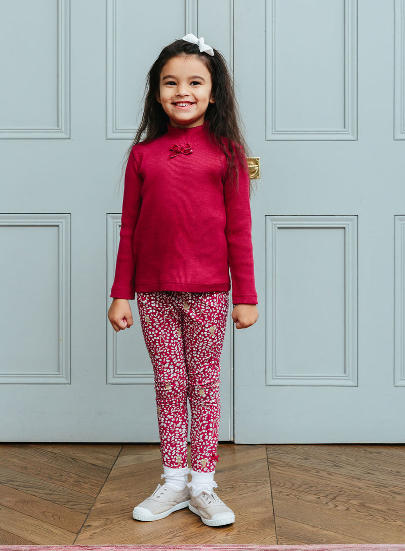 Woodland Bunny Leggings in Berry