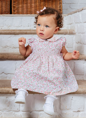 Confiture Dress Baby Catherine Smocked Dress in Pink Rose