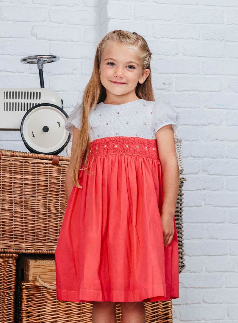 Rose Hand Smocked Dress in Watermelon