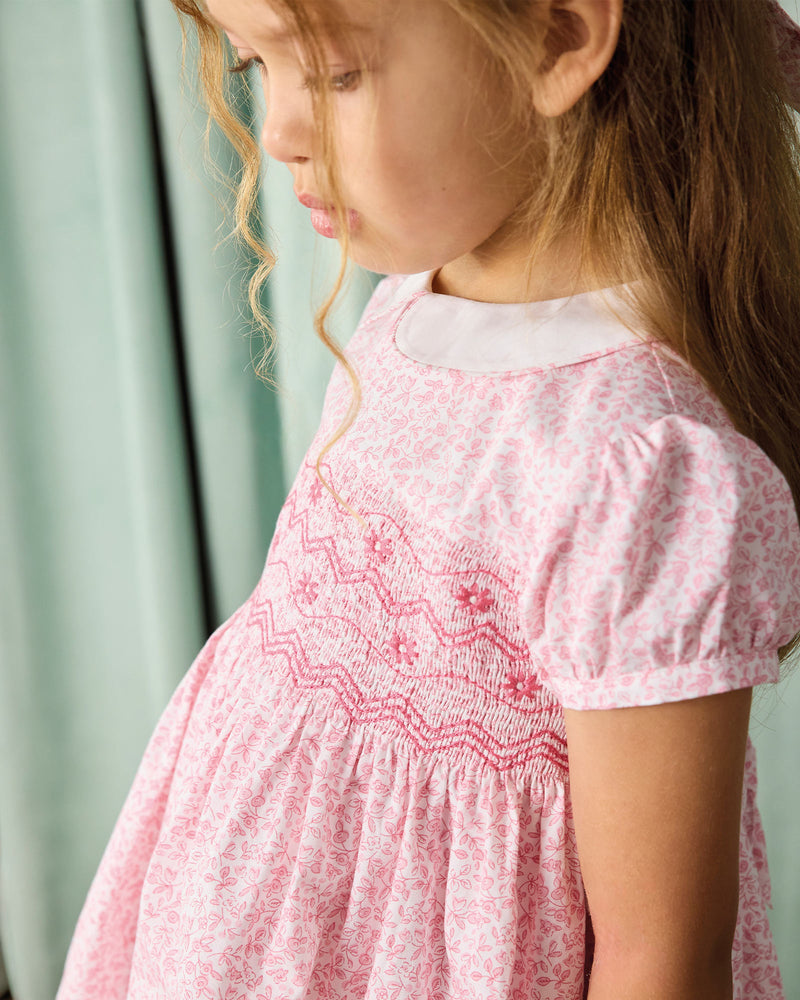 Catherine Smocked Dress in Pink Floral