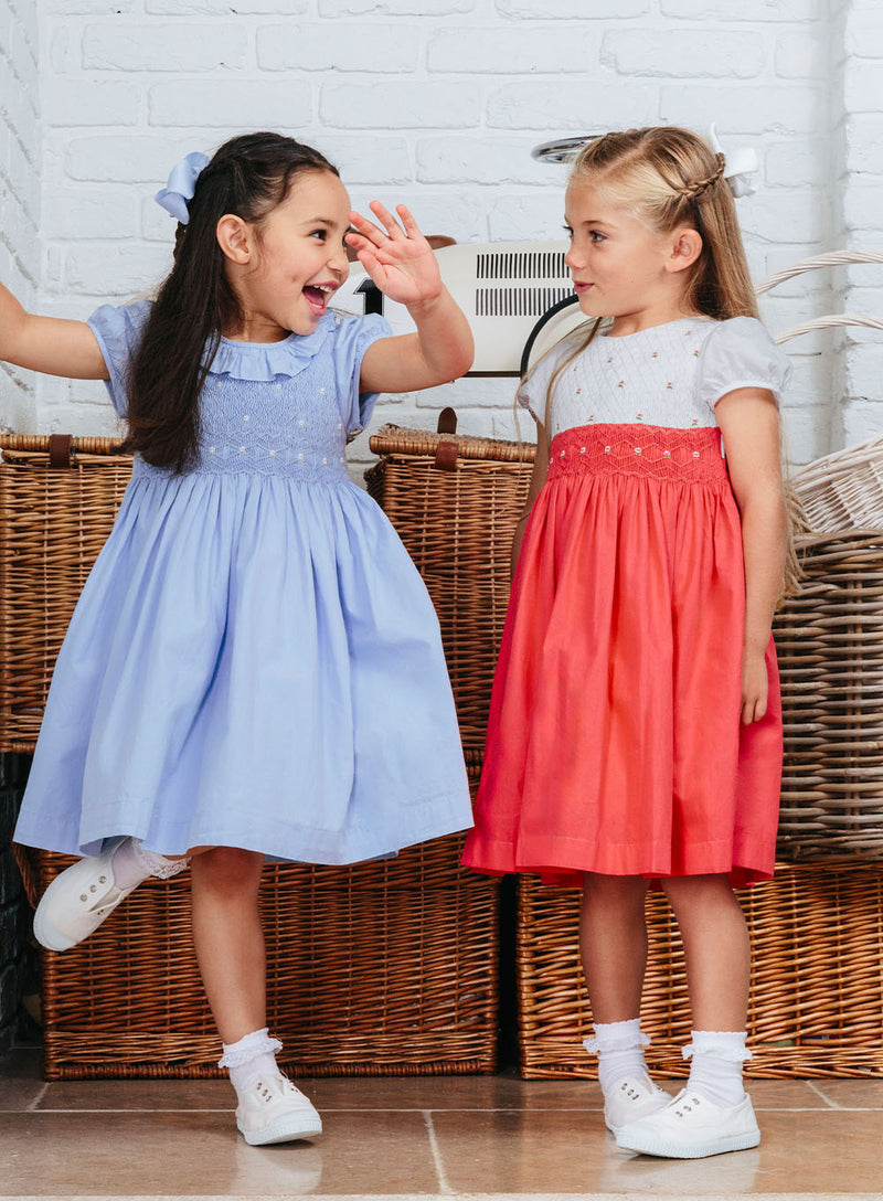 Rose Hand Smocked Dress in Watermelon