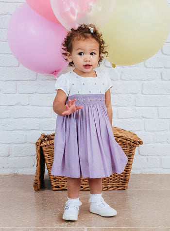 Baby Rose Hand Smocked Dress in Lilac