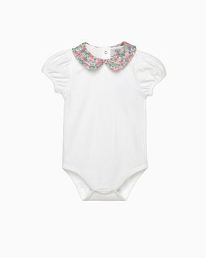Baby Short Sleeved Dahlia Pie Crust Collar Bodysuit