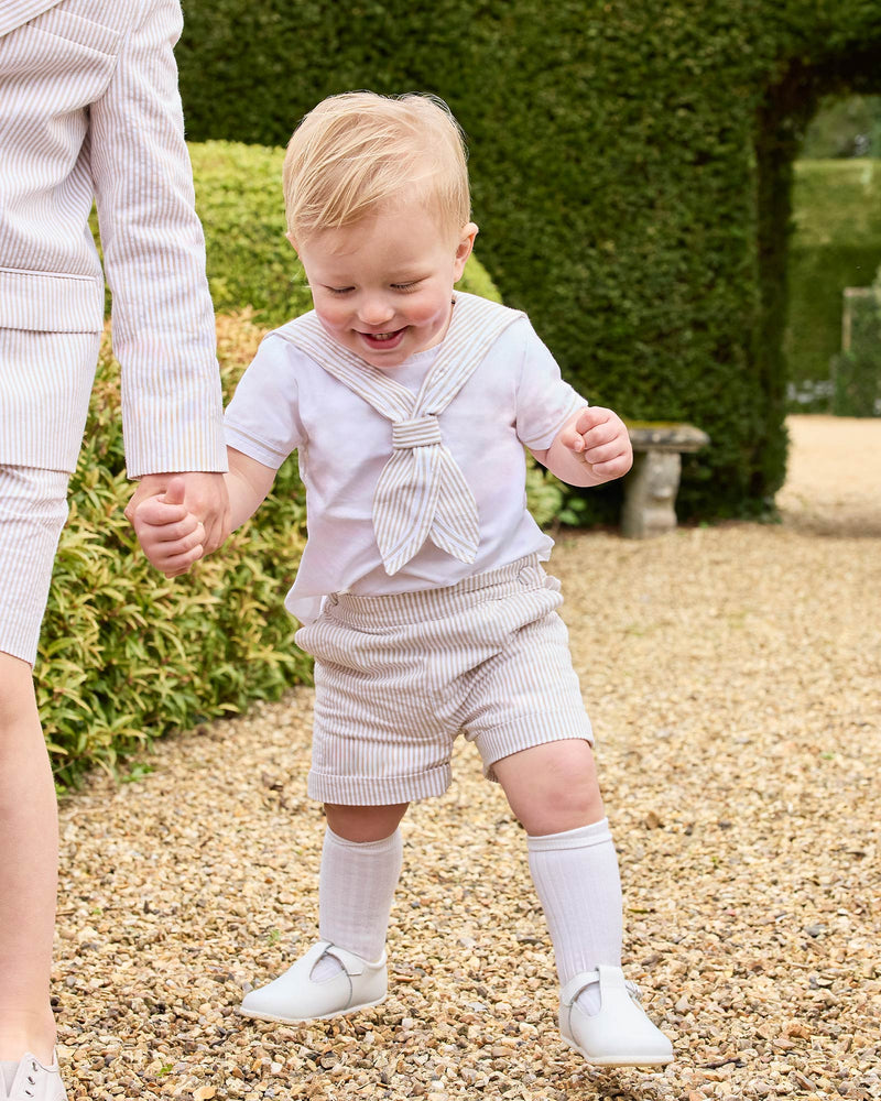 Edward Sailor Set in Oatmeal Stripe