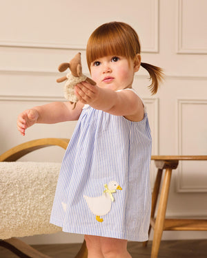 Confiture Dress Baby Pinafore Duck Dress in Blue Stripe
