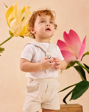 Trotters Heritage Set Edward Sailor Set in Oatmeal Stripe