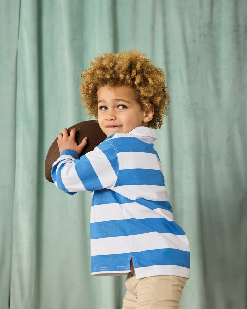 Nicholas Rugby Shirt in Denim Blue/White
