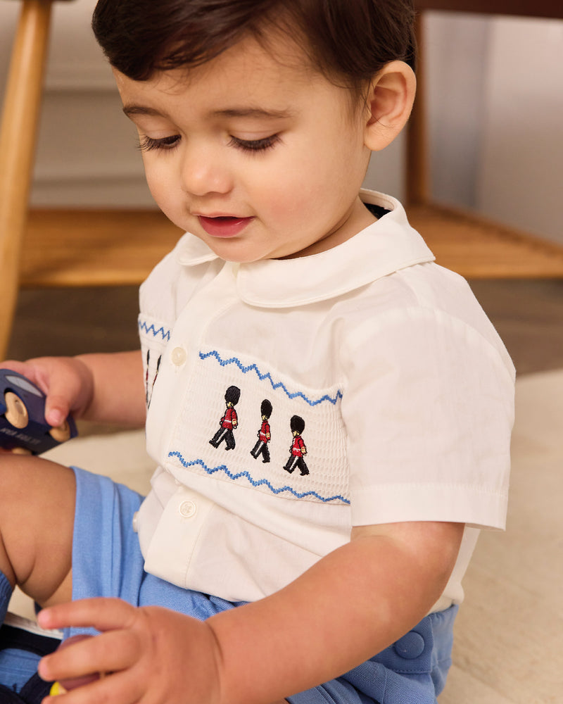 The Rupert Smocked Set in French Blue Guardsman