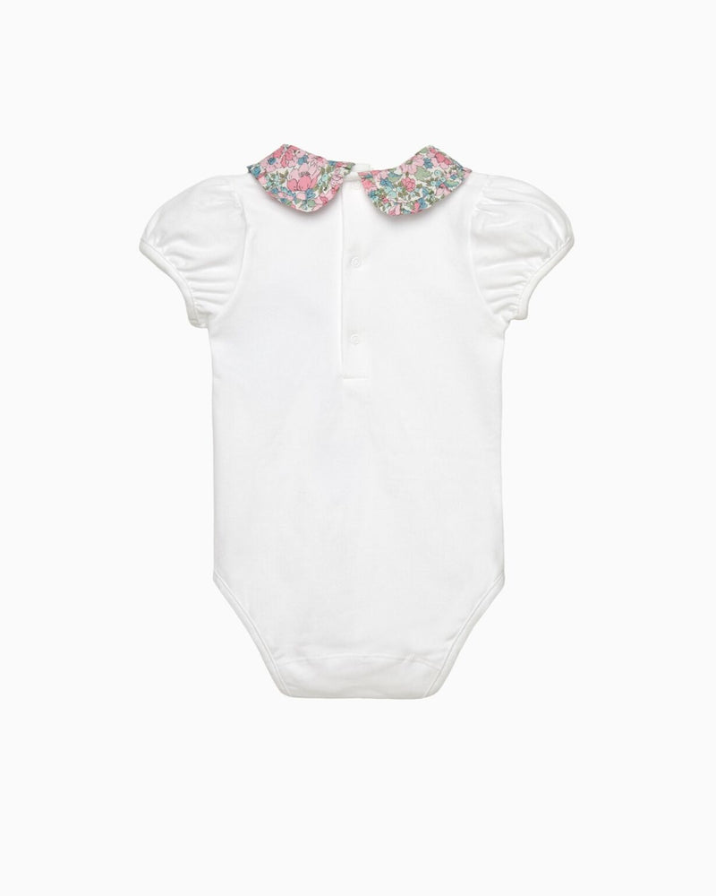 Baby Short Sleeved Dahlia Pie Crust Collar Bodysuit