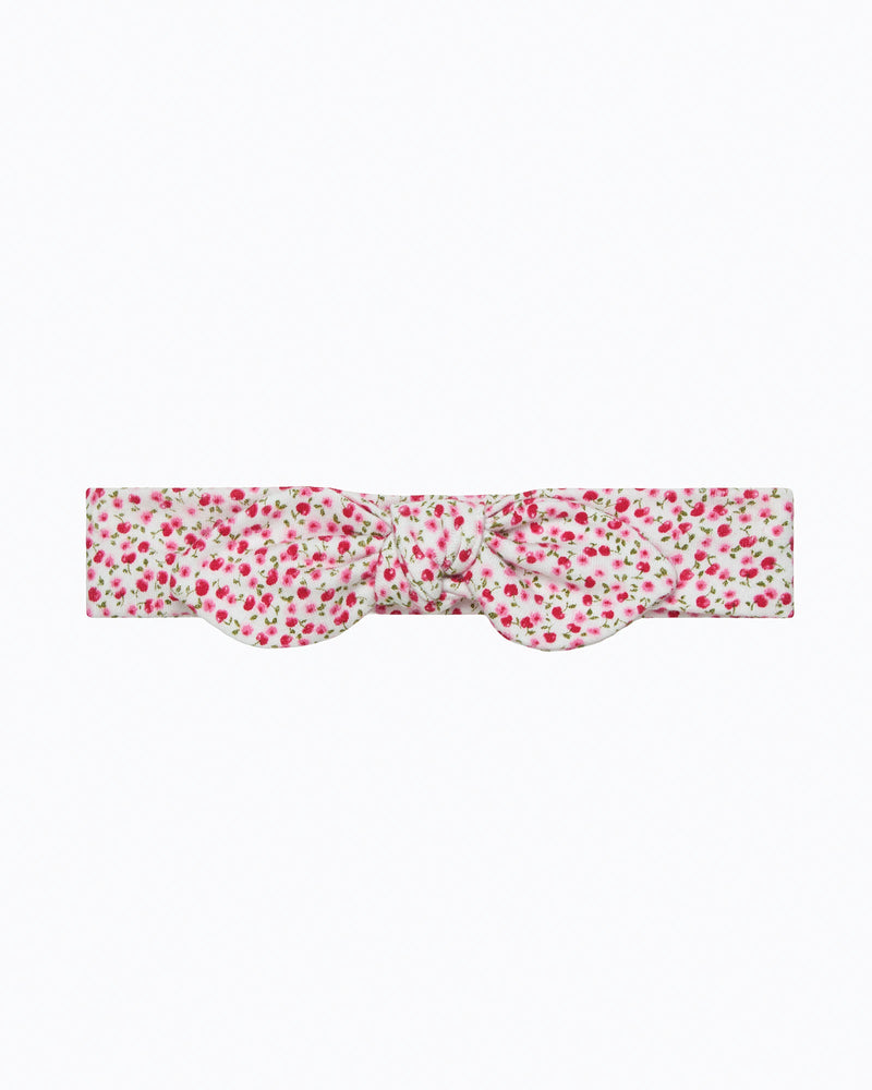 Jersey Bow Headband in Red Cherry Floral
