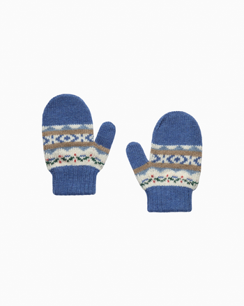 Baby Frankie Fair Isle Mittens in Denim Blue Marl