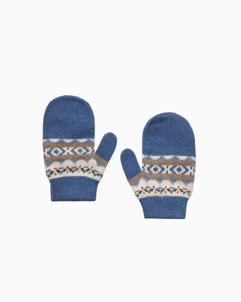 Frankie Fair Isle Mittens in Denim Blue Marl