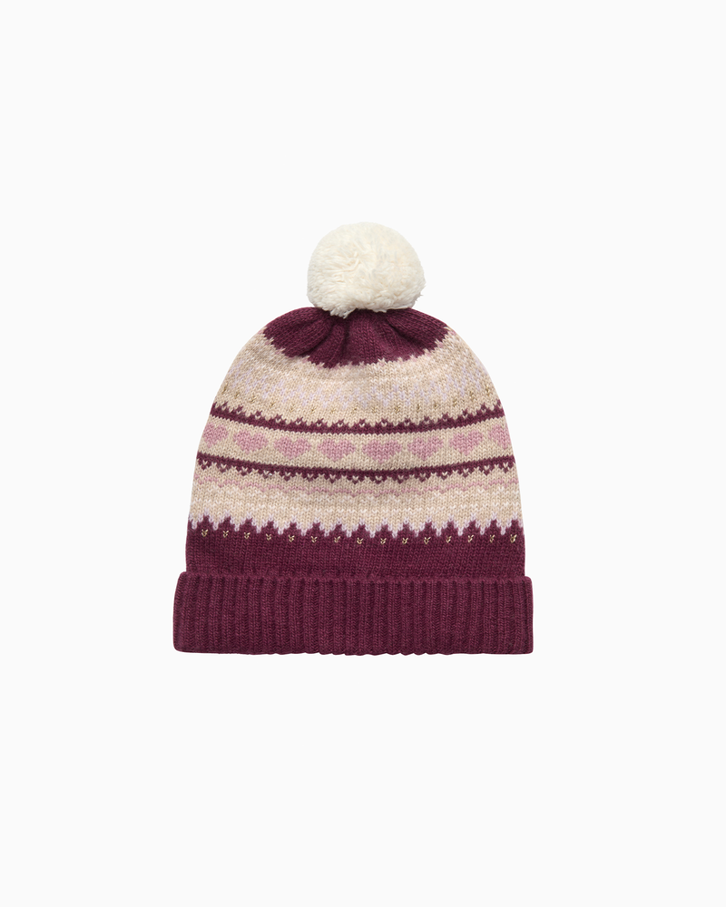 Frankie Fair Isle Beanie in Claret