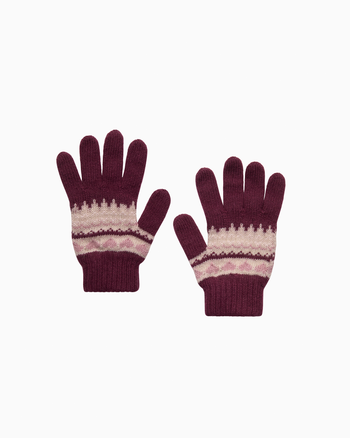 Frankie Gloves in Claret Fair Isle