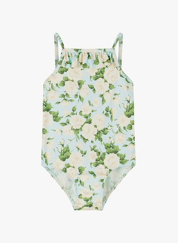 Frill Swimsuit in Aqua Carline