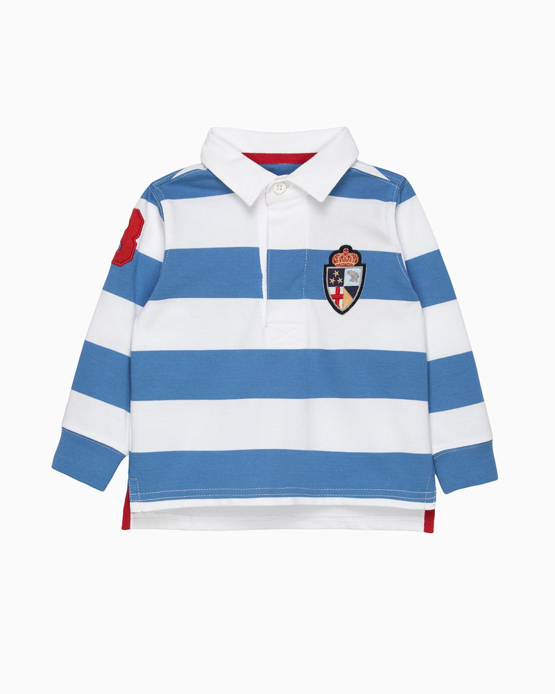 Chelsea Clothing Company Top Baby Nicholas Rugby Shirt in Denim Blue/White