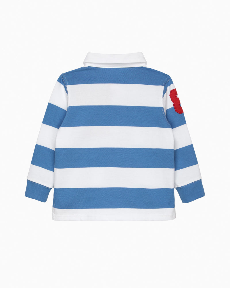 Chelsea Clothing Company Top Baby Nicholas Rugby Shirt in Denim Blue/White