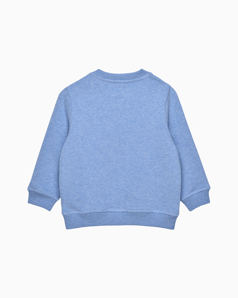 Baby Here Comes Trouble Sweatshirt in Pale Blue Marl