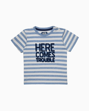 Chelsea Clothing Company Top Baby Here Comes Trouble T-Shirt