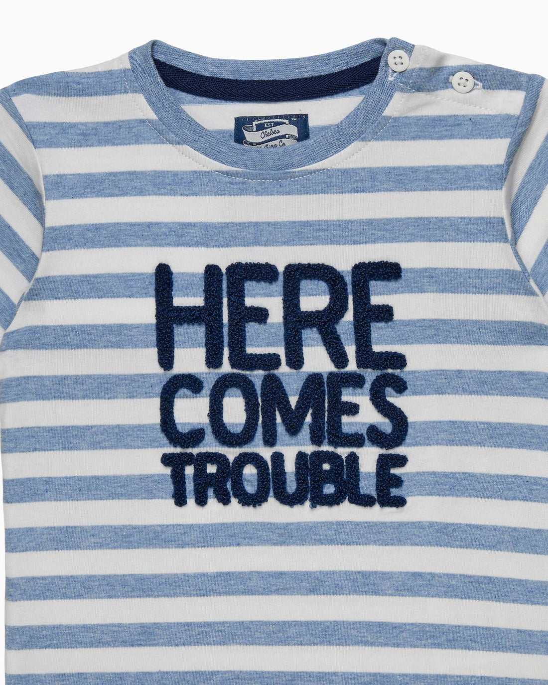 Chelsea Clothing Company Top Baby Here Comes Trouble T-Shirt