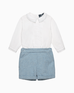 Trotters Heritage Set Baby Rupert Set in Pale Blue Herringbone